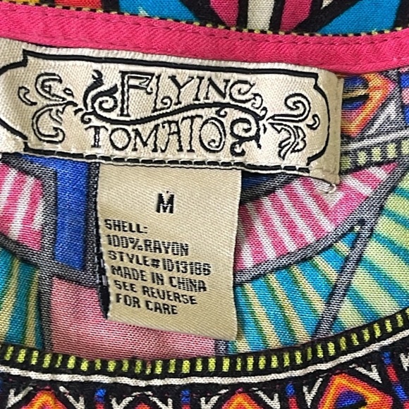 Flying Tomato Women's Aztec Print Cold Shoulder Tunic Top Mini Dress Sz M - Picture 11 of 12